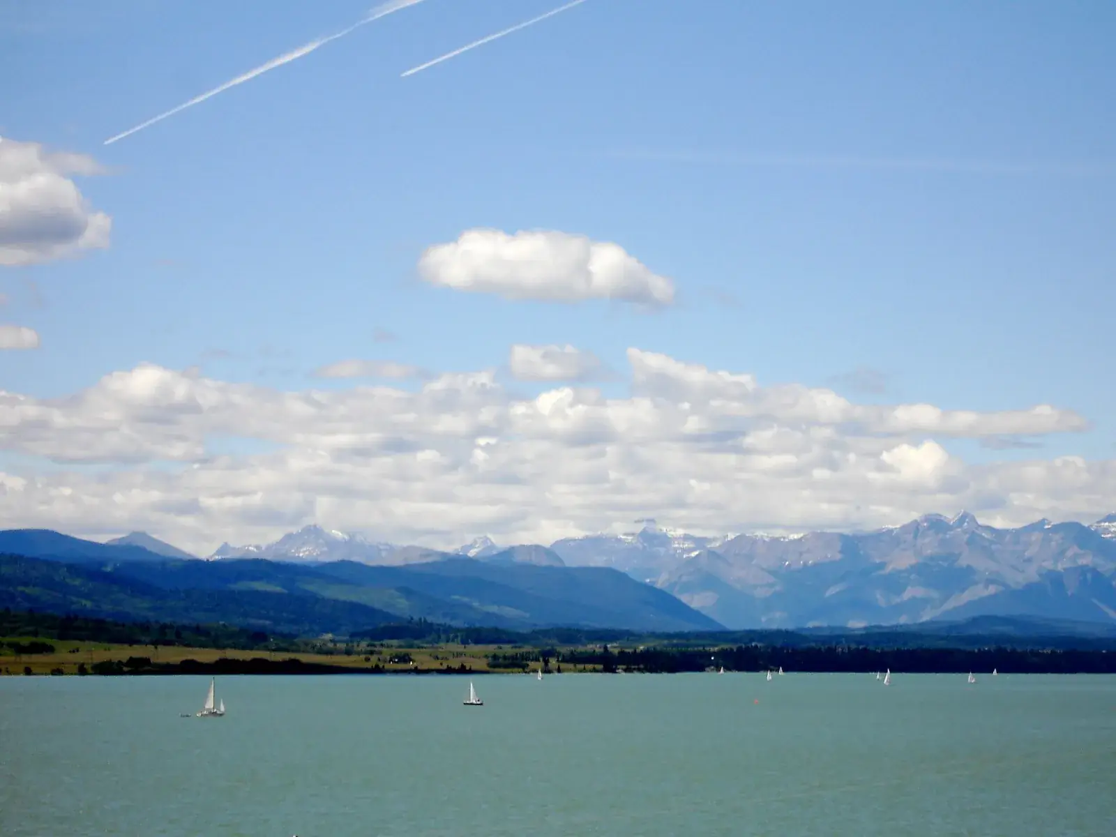 Ghost Lake with the Rocky Mountains behind, west of Cochrane
