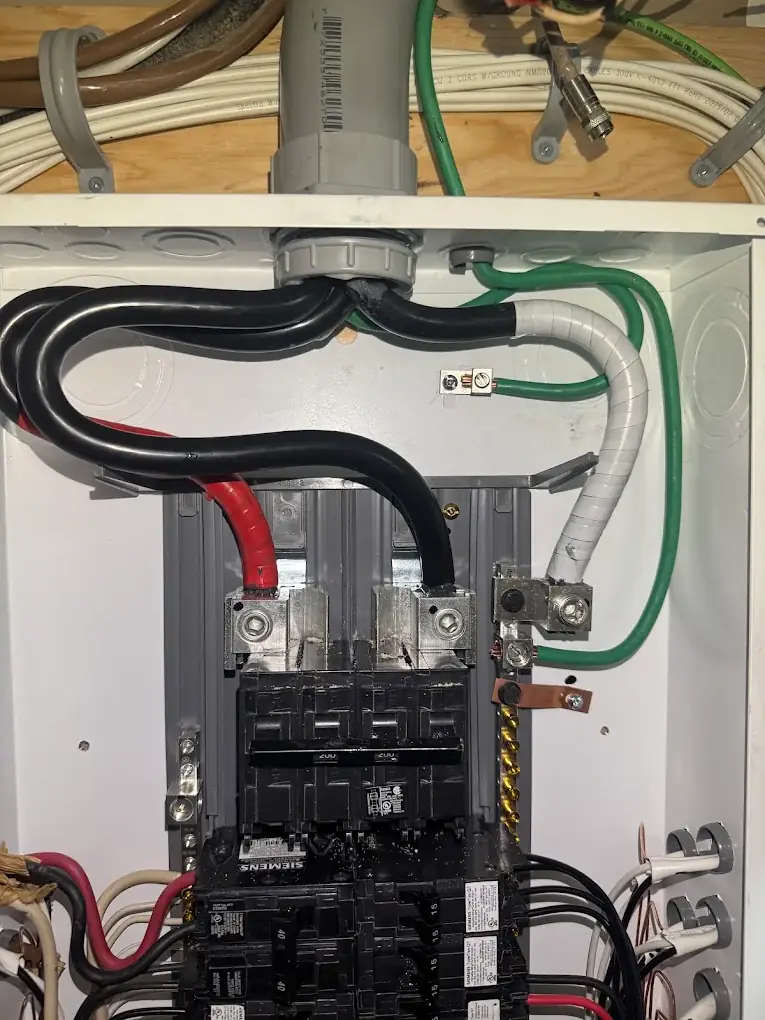 New electrical panel with feeders landed on the main breaker